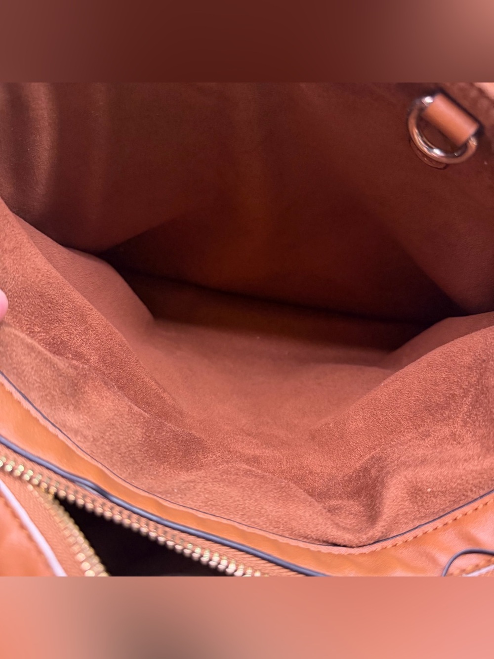 Steve Madden Brown Embossed Logo Shoulder Crossbody Bag Gold Hardware - Picture 8 of 12
